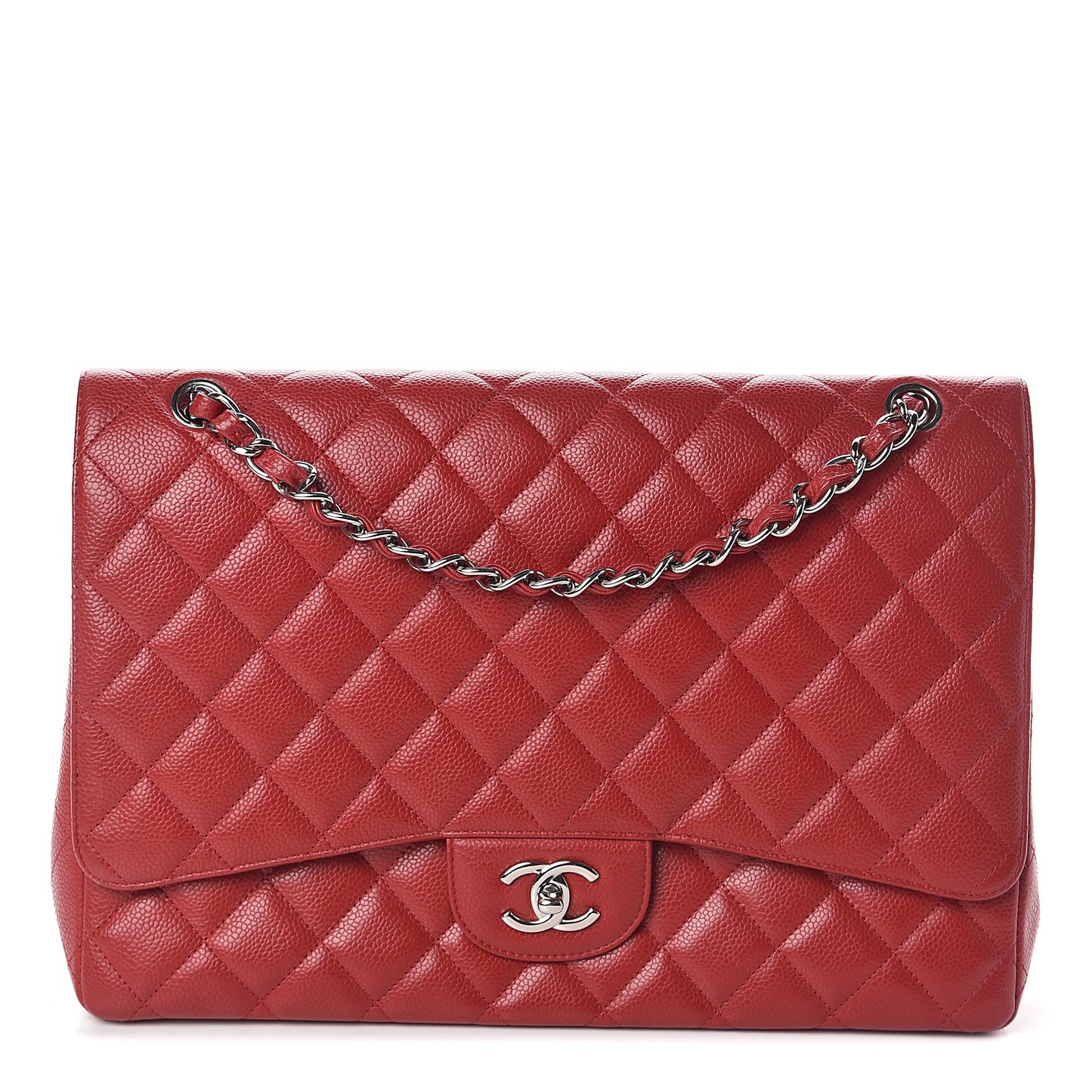 Caviar Quilted Maxi Single Flap Red