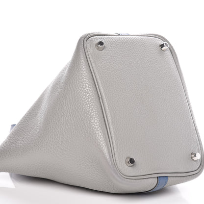 Hermes Taurillon Clemence Picotin Lock 18 PM Gris Mouette Bleu Agate 8 of 9