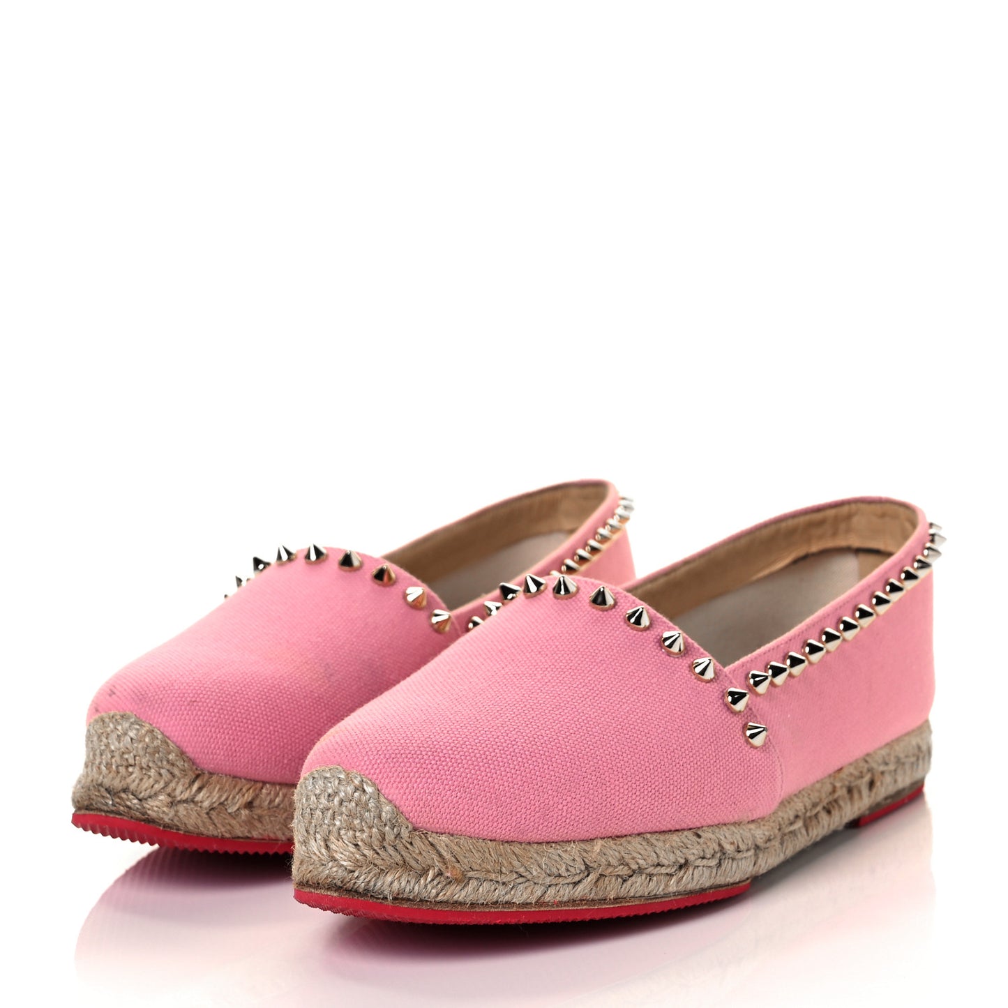 Canvas Ares Spikes Flat Espadrilles 37 Rose