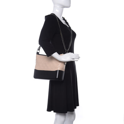 Chanel Aged Calfskin Quilted Medium Gabrielle Hobo Beige Black 2 of 14