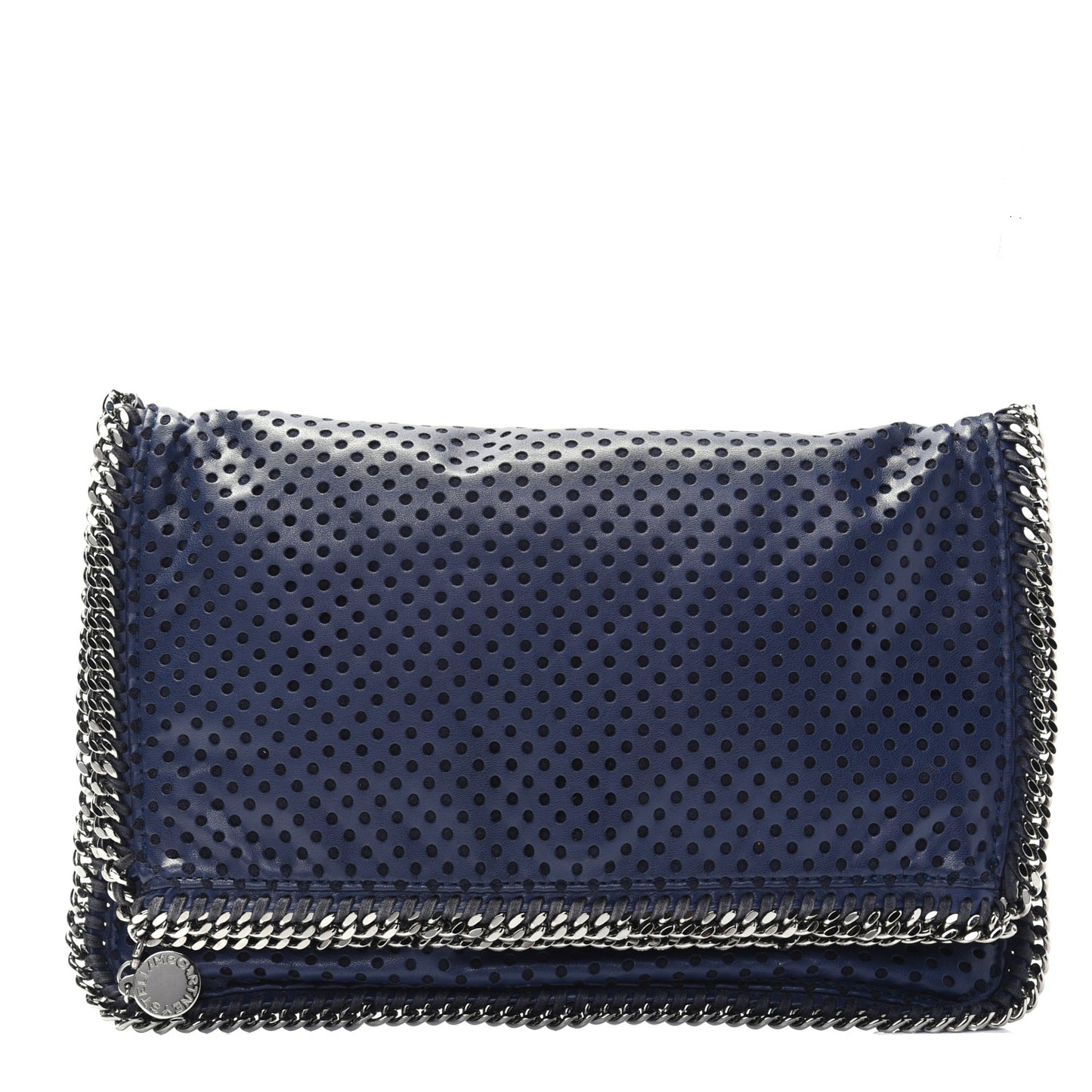 Eco Alter Nappa Perforated Fold Over Clutch Navy