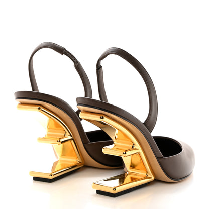 Fendi Vitello Fendi First 95mm Slingback Sandals 38 Coffee 4 of 8