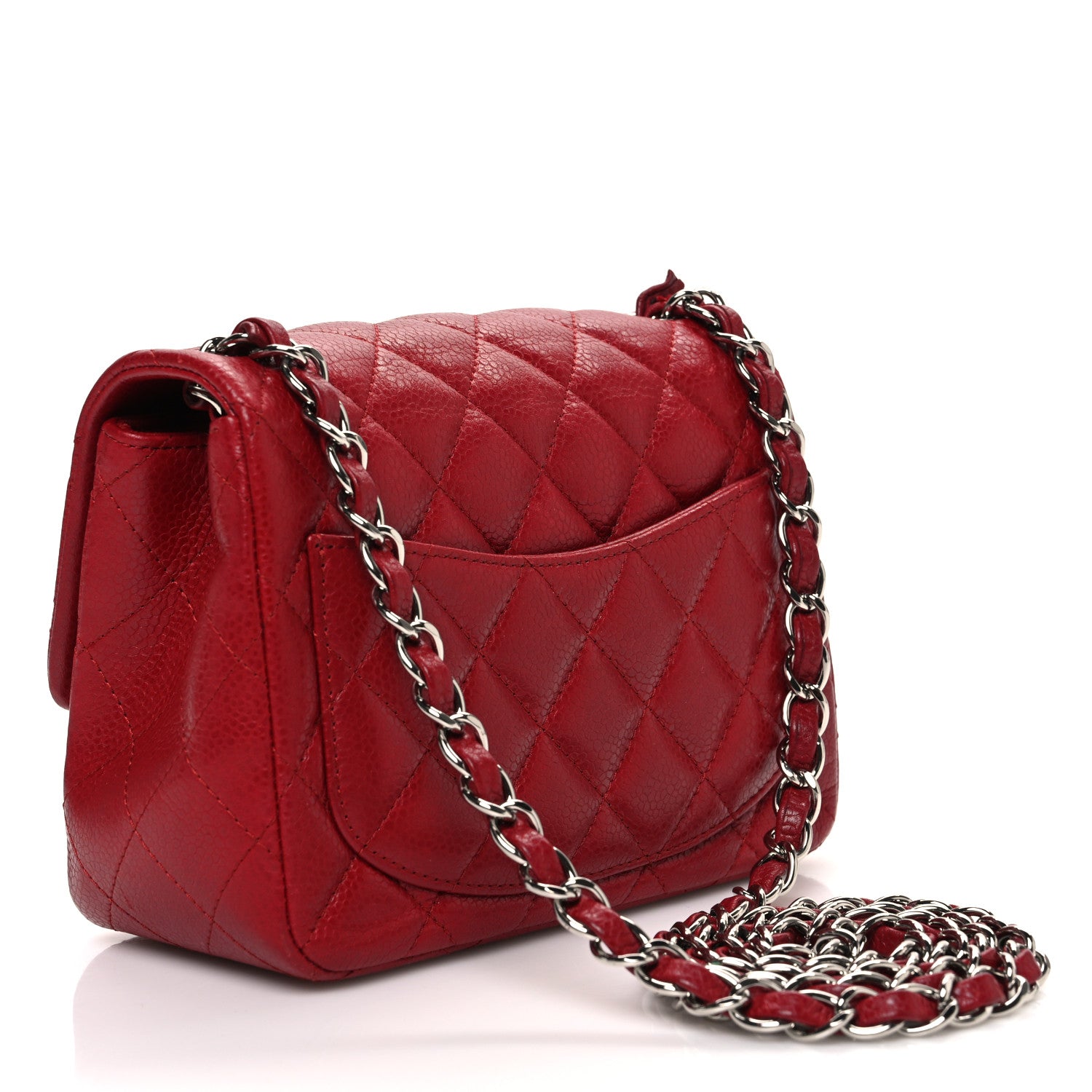 Chanel Caviar Quilted Mini Square Flap Red 3 of 10