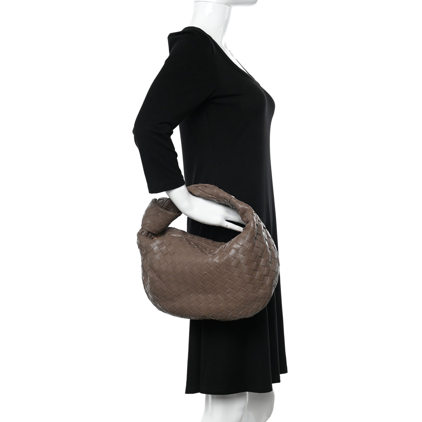 Nappa Intrecciato Teen Jodie Hobo Dark Taupe