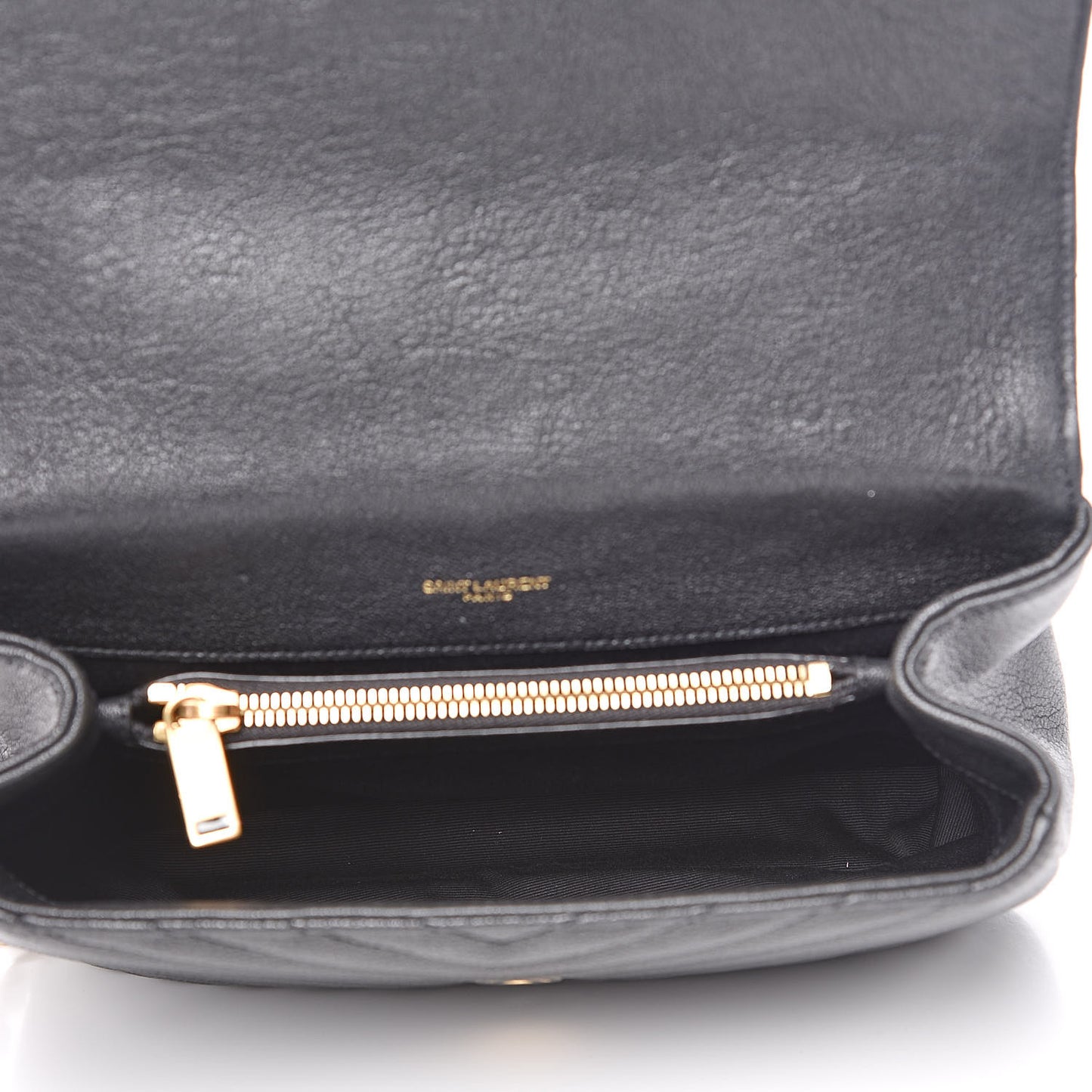 Sheepskin Matelasse Chevron Monogram Medium College Bag Black