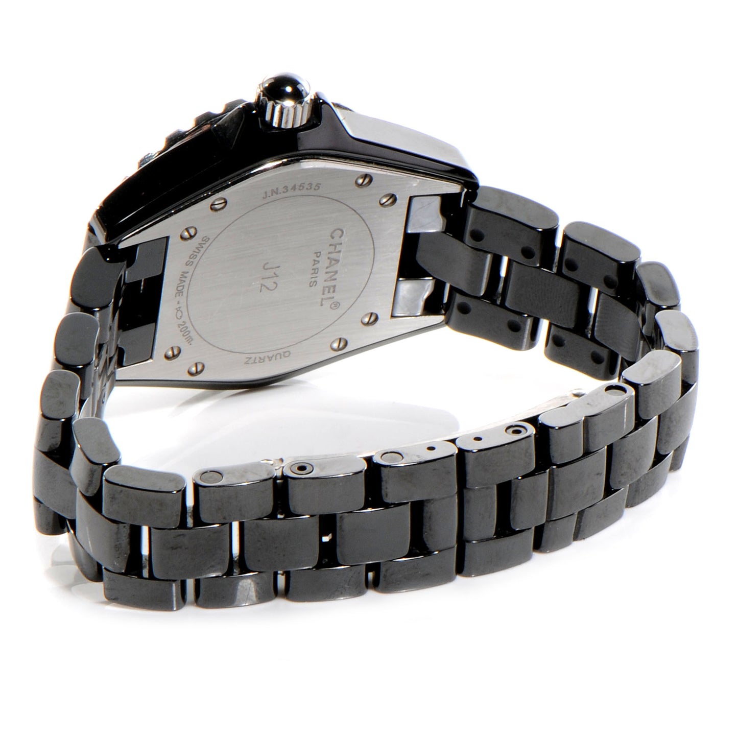 Stainless Steel Ceramic Diamond Pave Bezel Dial 33mm J12 Quartz Watch Black