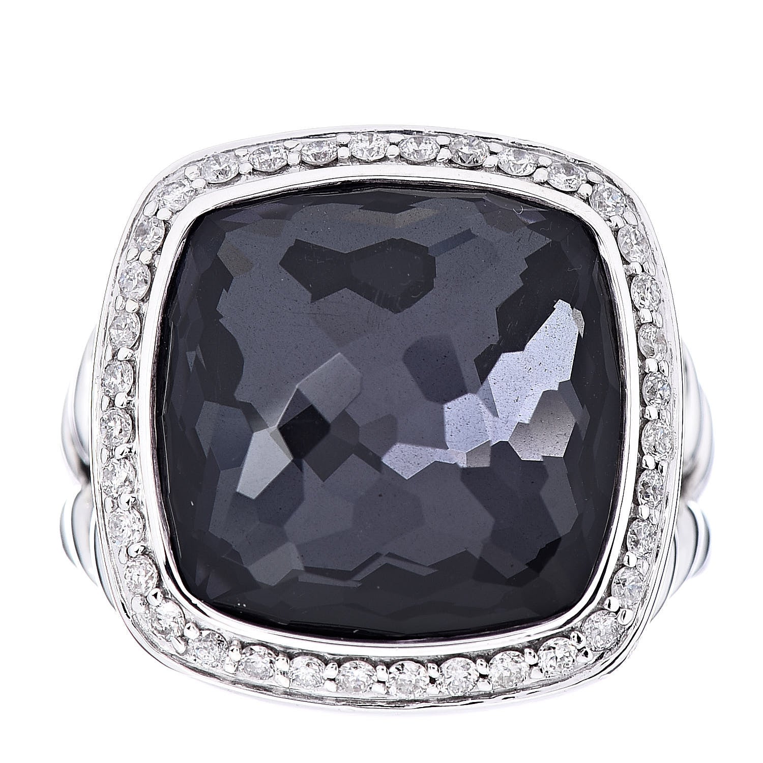 David Yurman Sterling Silver Diamond Black Orchid 14mm Albion Ring 52 6 1 of 5
