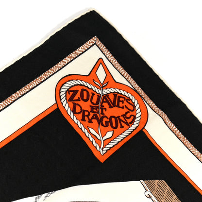 Hermes Cashmere Silk Zouaves Et Dragons Shawl 140 Bordeaux Orange Black 4 of 4