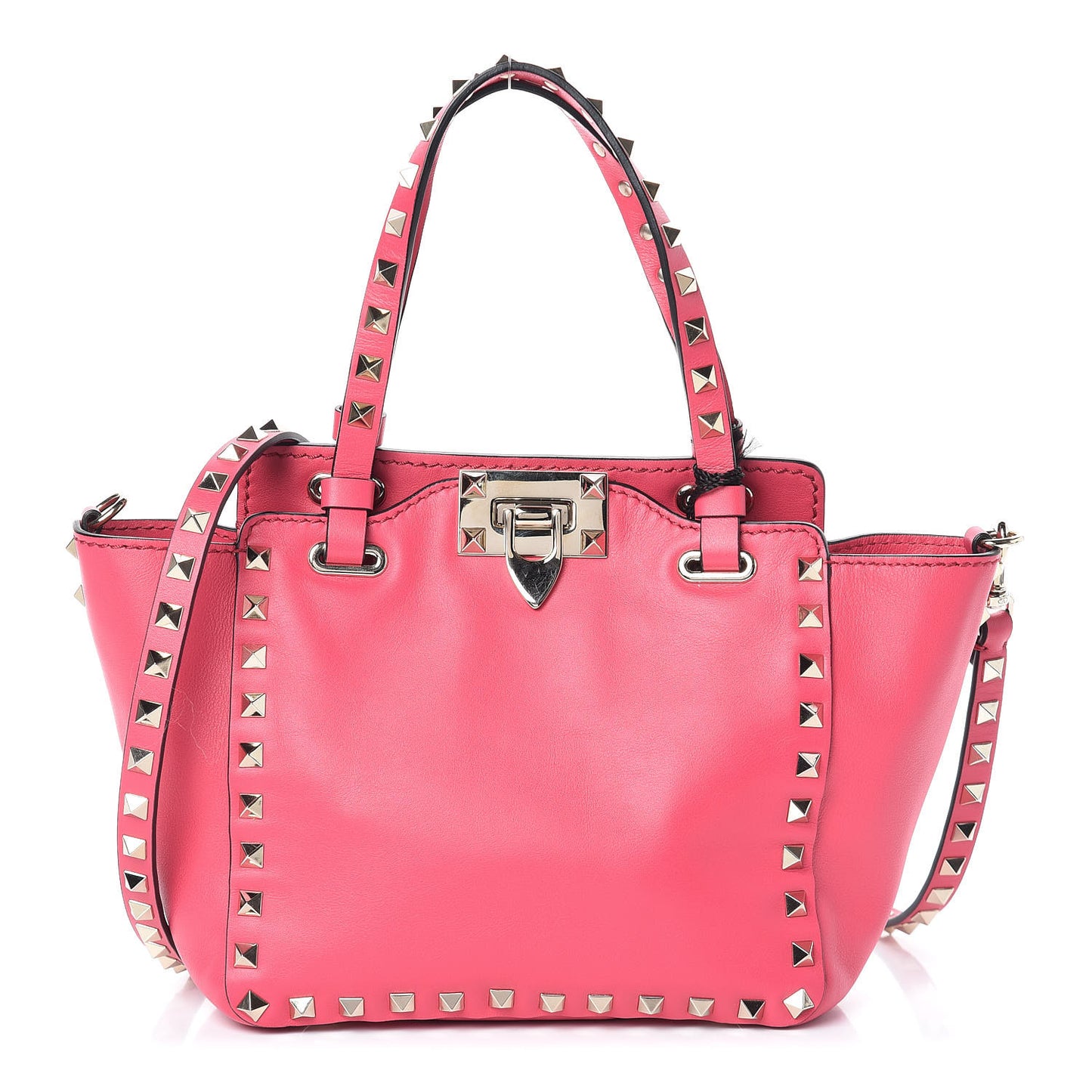 Vitello Mini Rockstud Tote Deep Rose
