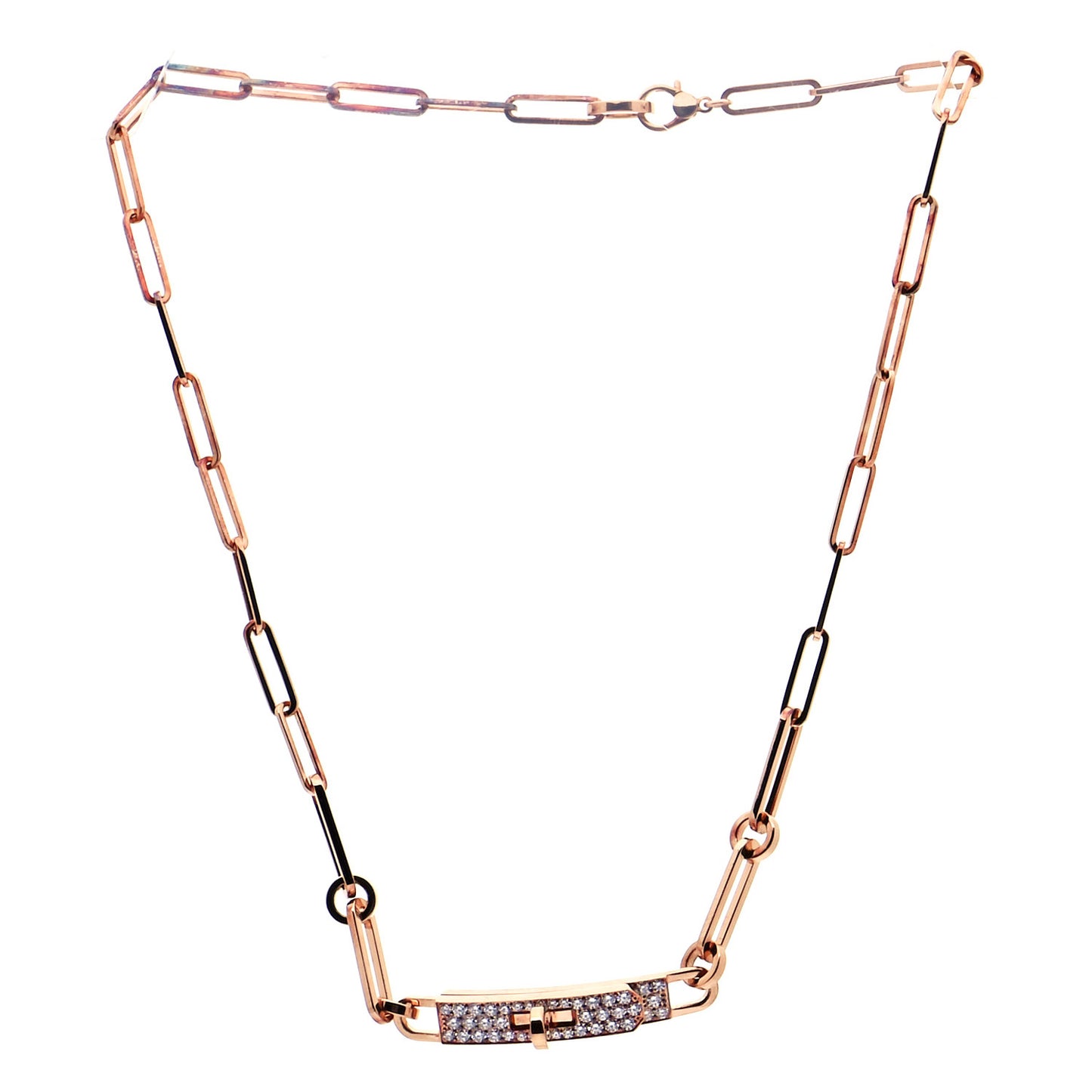 18K Rose Gold Diamond Pave Kelly Chaine Choker Necklace