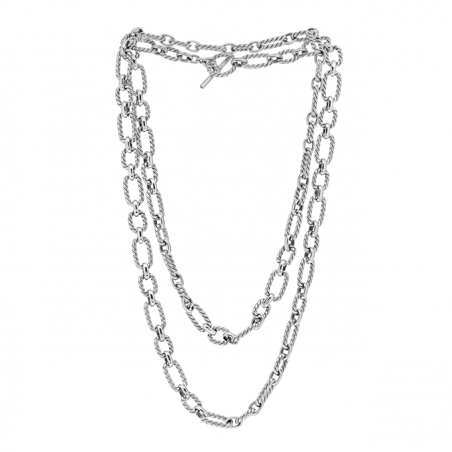 Sterling Silver Blue Sapphire 9.5mm Cushion Link Chain Necklace