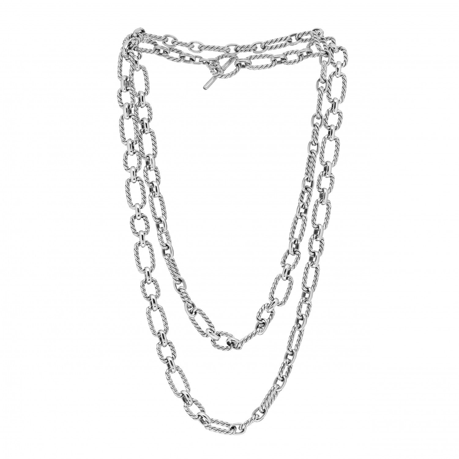 David Yurman Sterling Silver Blue Sapphire 9.5mm Cushion Link Chain Necklace 3 of 4