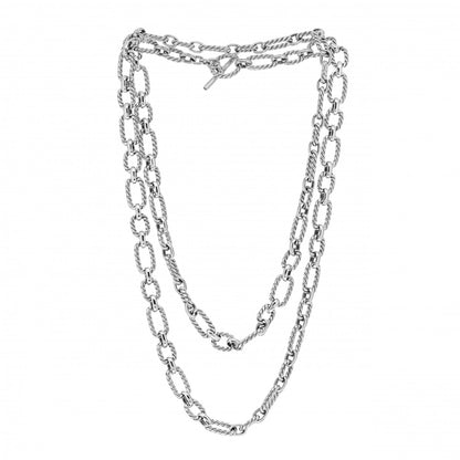 David Yurman Sterling Silver Blue Sapphire 9.5mm Cushion Link Chain Necklace 3 of 4