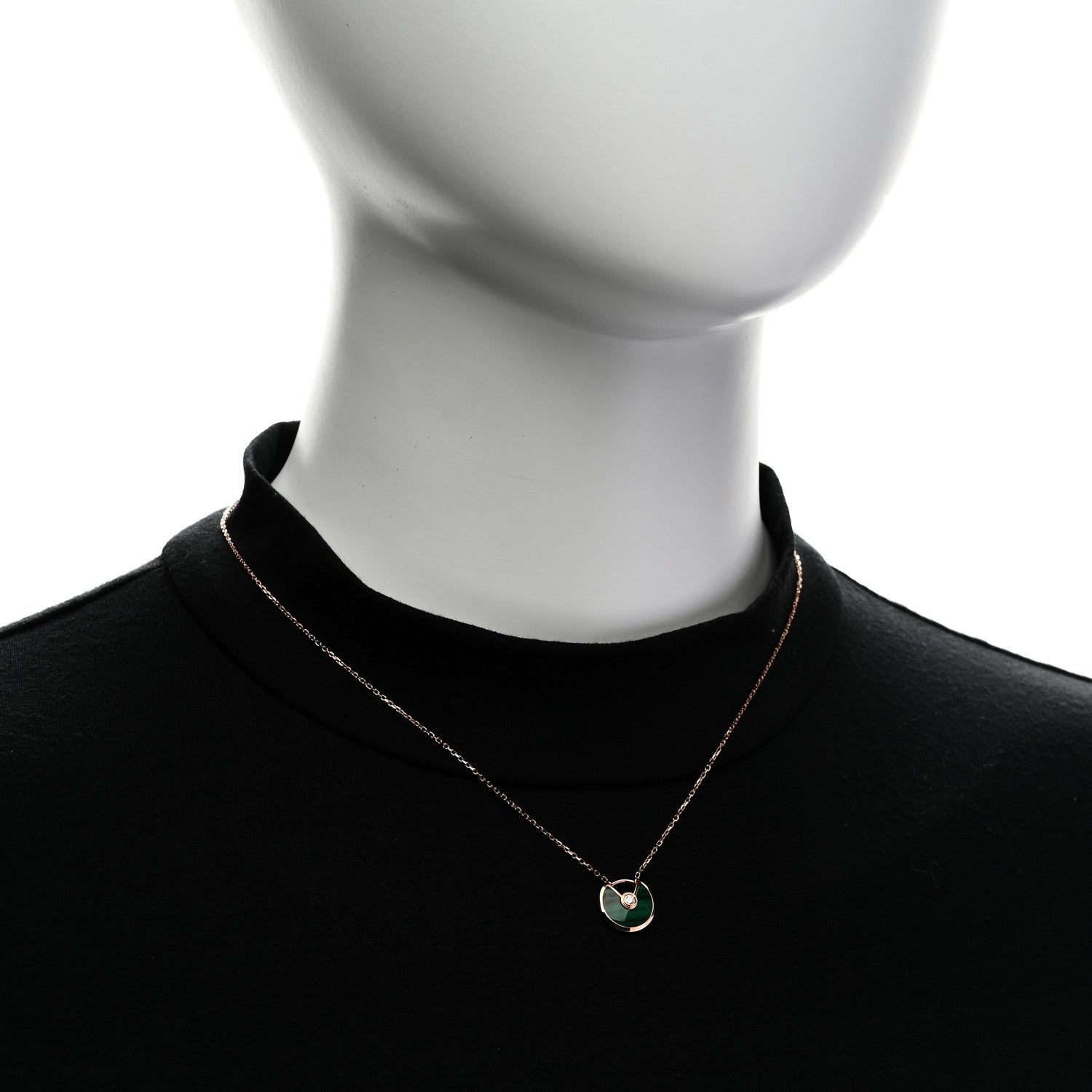 Cartier 18K Pink Gold Diamond Malachite XS Amulette de Cartier Pendant Necklace 2 of 6