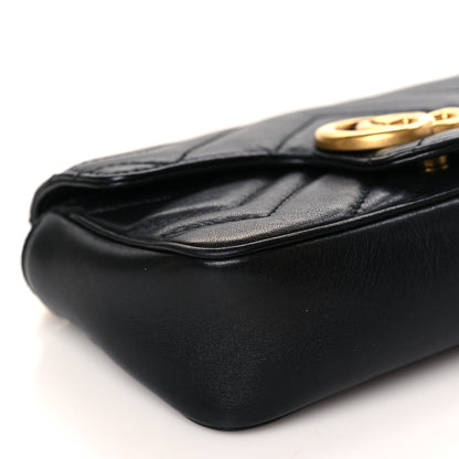 Gucci Calfskin Matelasse Super Mini GG Marmont Shoulder Bag Black 8 of 9