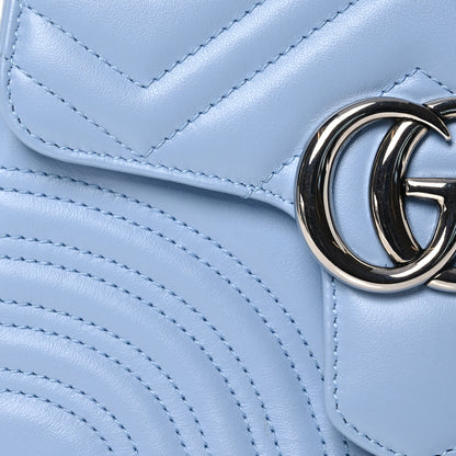 Gucci Calfskin Matelasse Mini GG Marmont Top Handle Shoulder Bag Porcelain Light Blue 8 of 16
