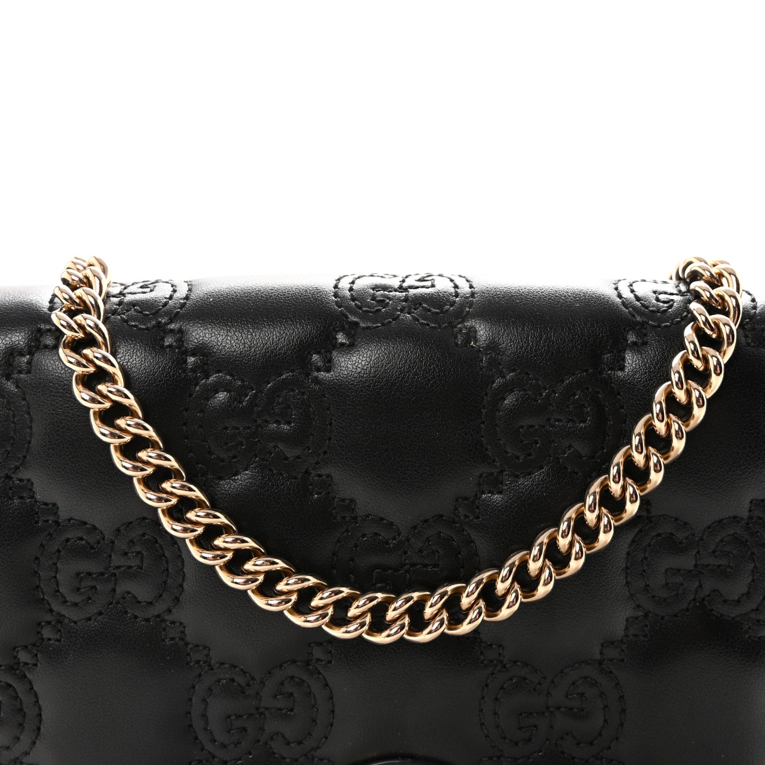 Gucci Calfskin GG Matelasse Chain Wallet Black 7 of 10