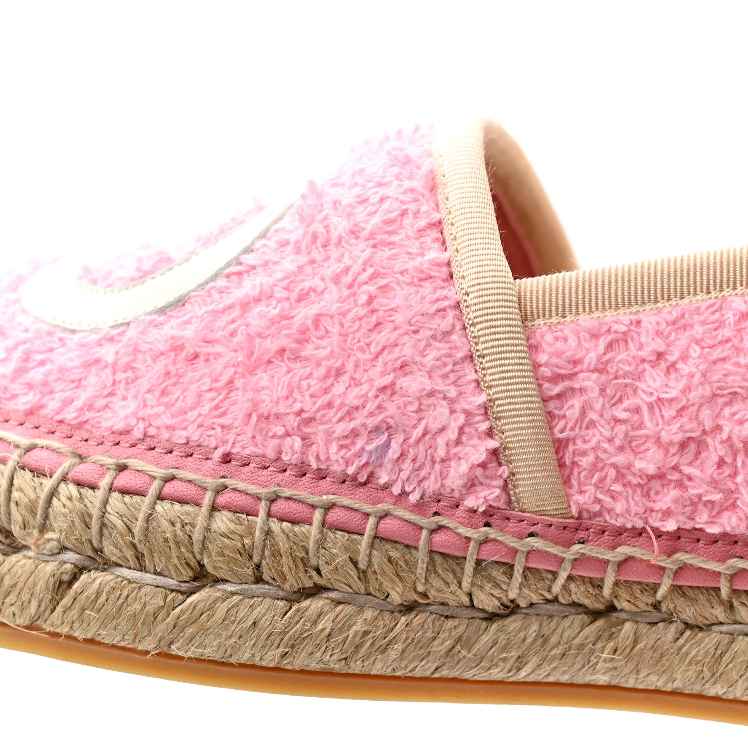 Gucci Terry Cloth Interlocking G Espadrilles 37 Pink Dusty White Beige 9 of 12