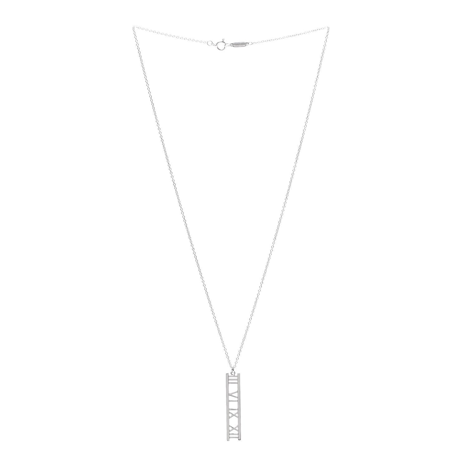 Tiffany 18K White Gold Atlas Bar Pendant Necklace 3 of 6