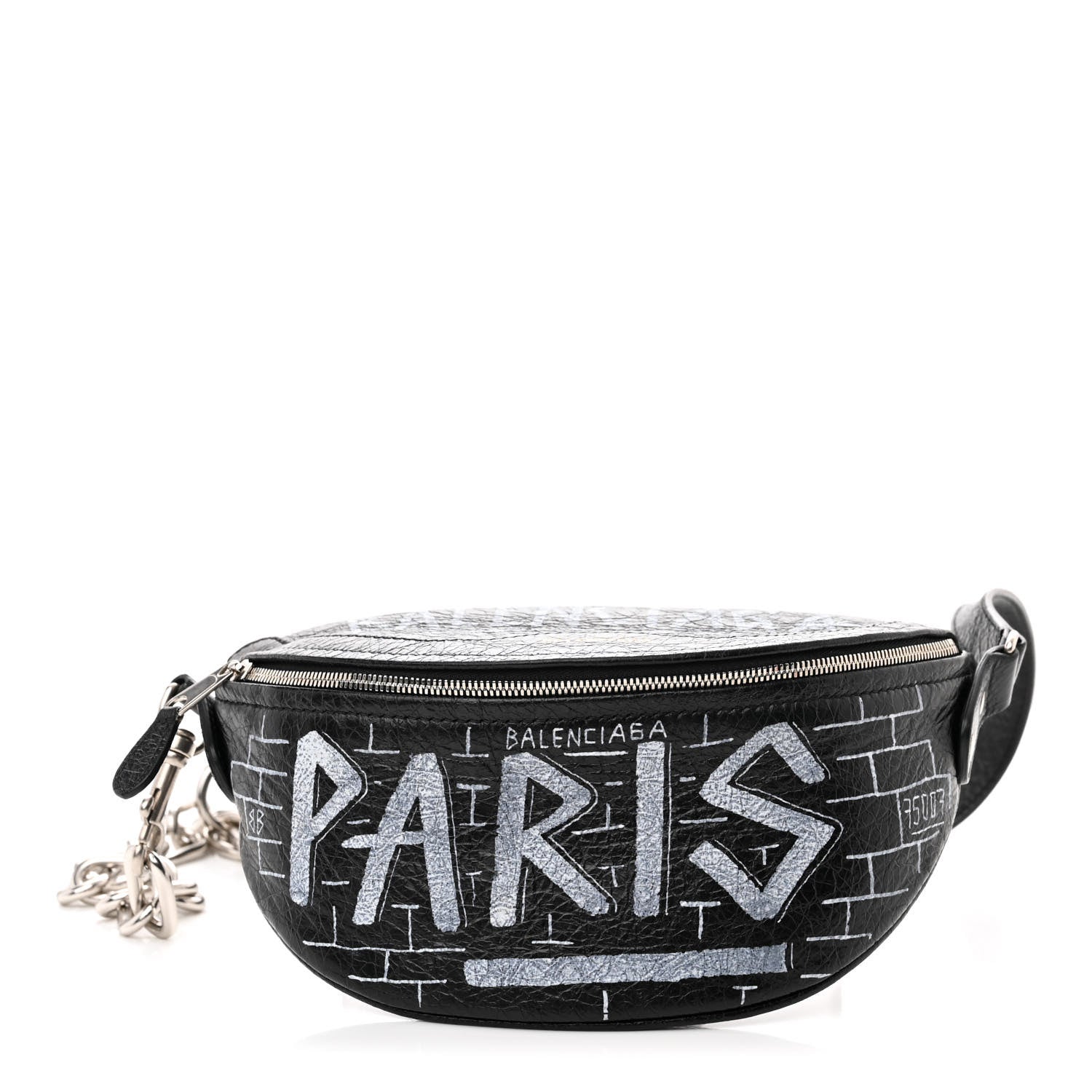 Balenciaga Agneau Arena Graffiti All Over XXS Souvenir Belt Bag Black White 1 of 12