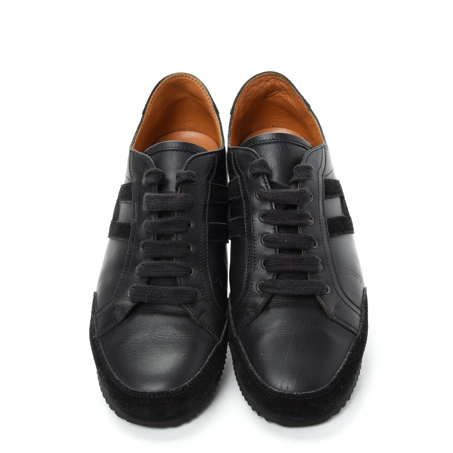 Calfskin Suede Goatskin Mens Tie Break Sneakers 38 Black