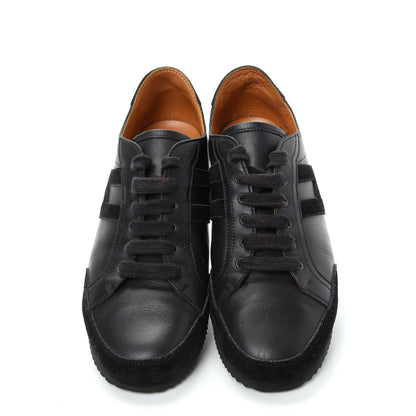 Hermes Calfskin Suede Goatskin Mens Tie Break Sneakers 38 Black 5 of 10