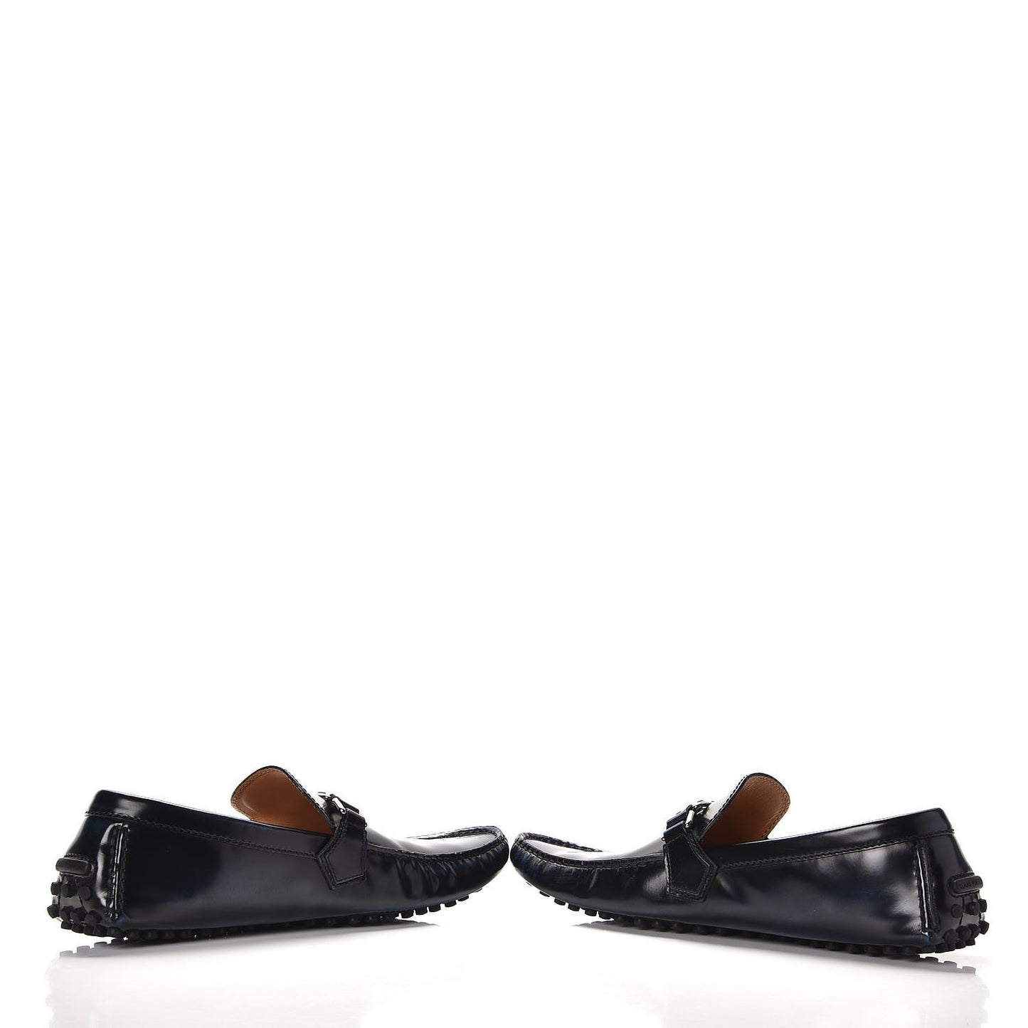 Mens Glazed Calfskin Hockenheim Moccasin Loafers 9 Black