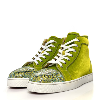 Christian Louboutin Velvet Calfskin Strass Womens Louis Flat Sneakers 41 Bourgeon Bianco 3 of 9
