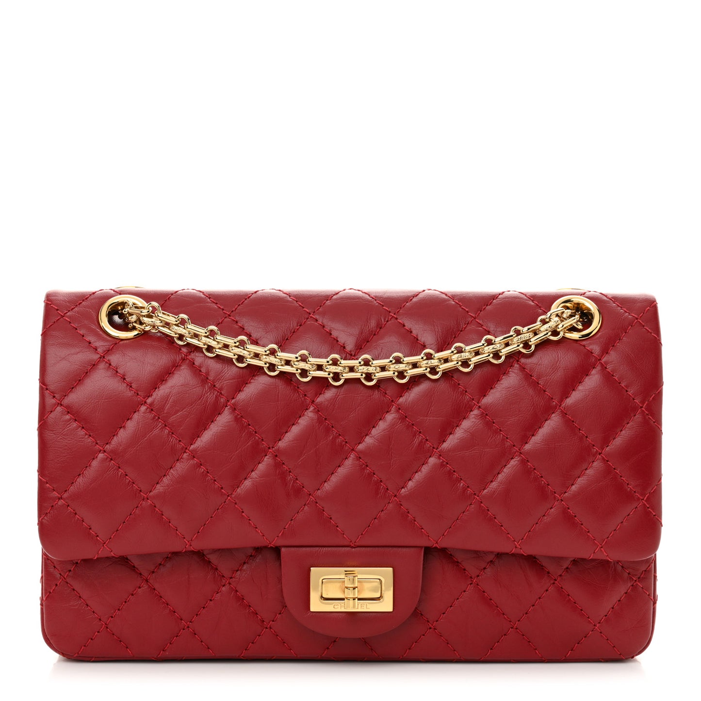 Aged Calfskin Quilted 2.55 Reissue 225 Flap Red