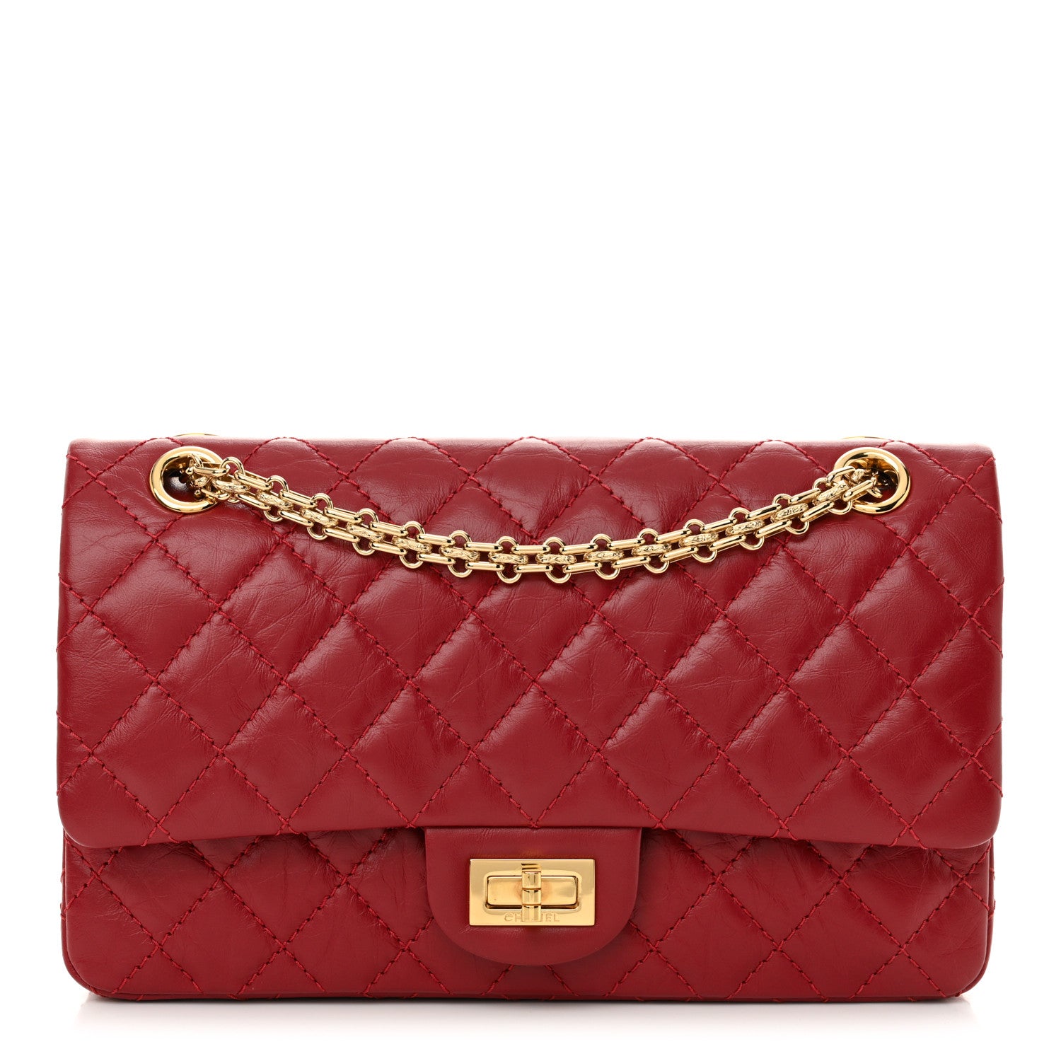 Chanel Aged Calfskin Quilted 2.55 Reissue 225 Flap Red 1 of 12