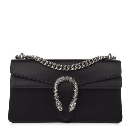 Gucci Satin Silk Crystal Small Dionysus Shoulder Bag Black Black Diamond 1 of 12