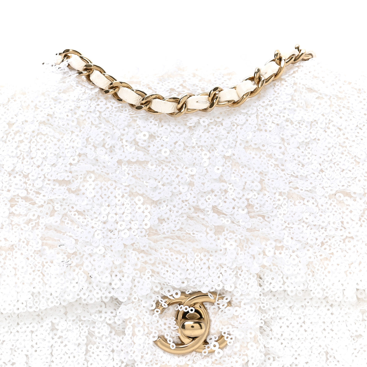 Sequin Mini Rectangular Flap White