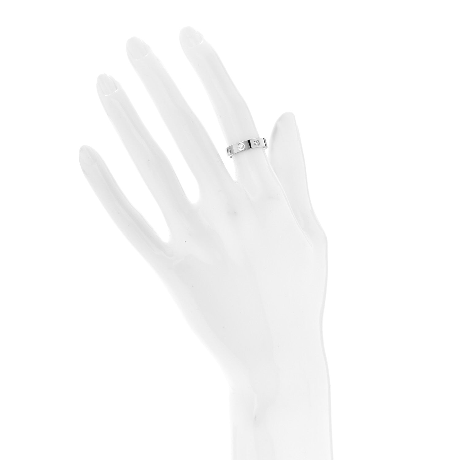 Cartier 18K White Gold 8 Diamond 4mm LOVE Wedding Band Ring 48 4.5 2 of 5