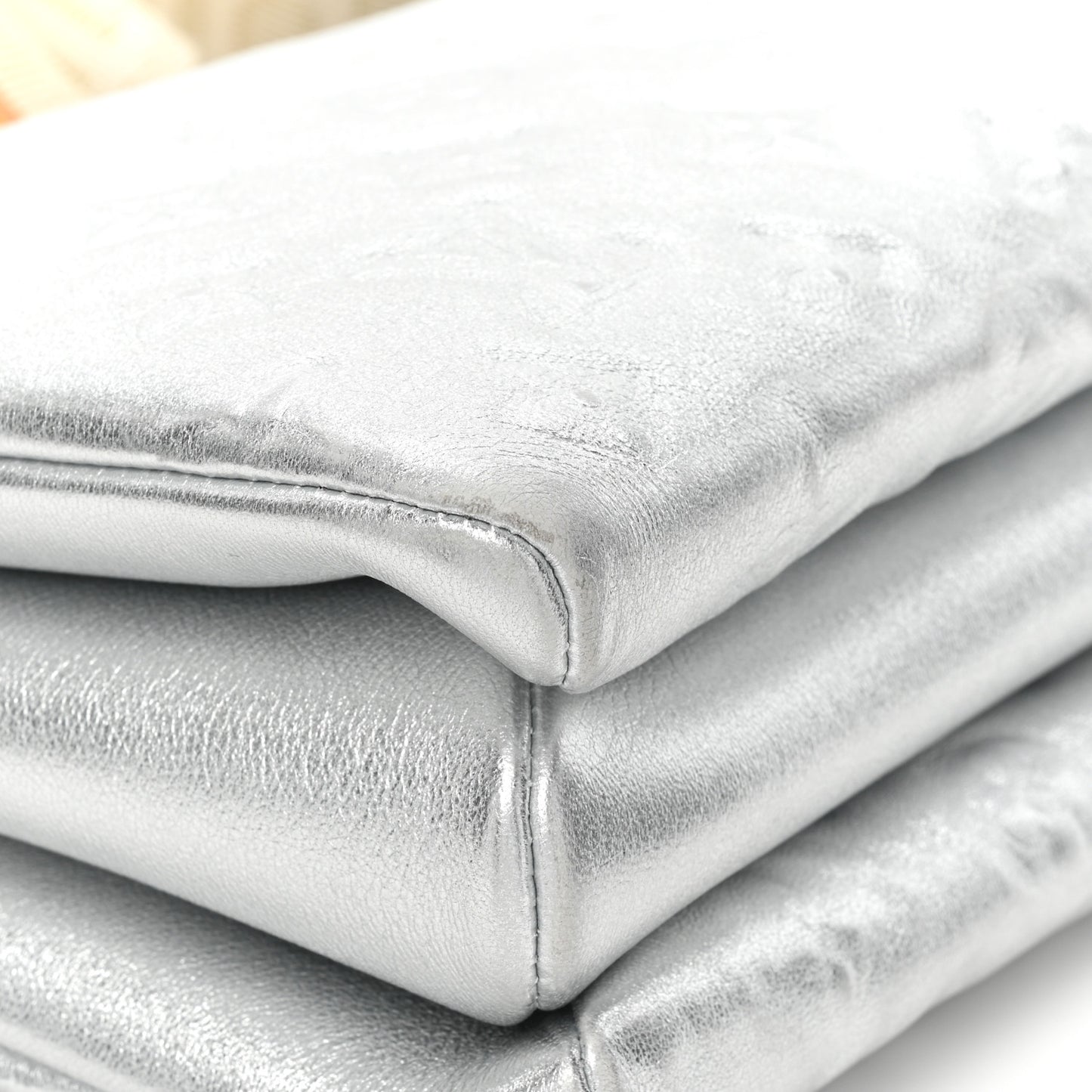 Metallic Lambskin Embossed Monogram Coussin PM Silver