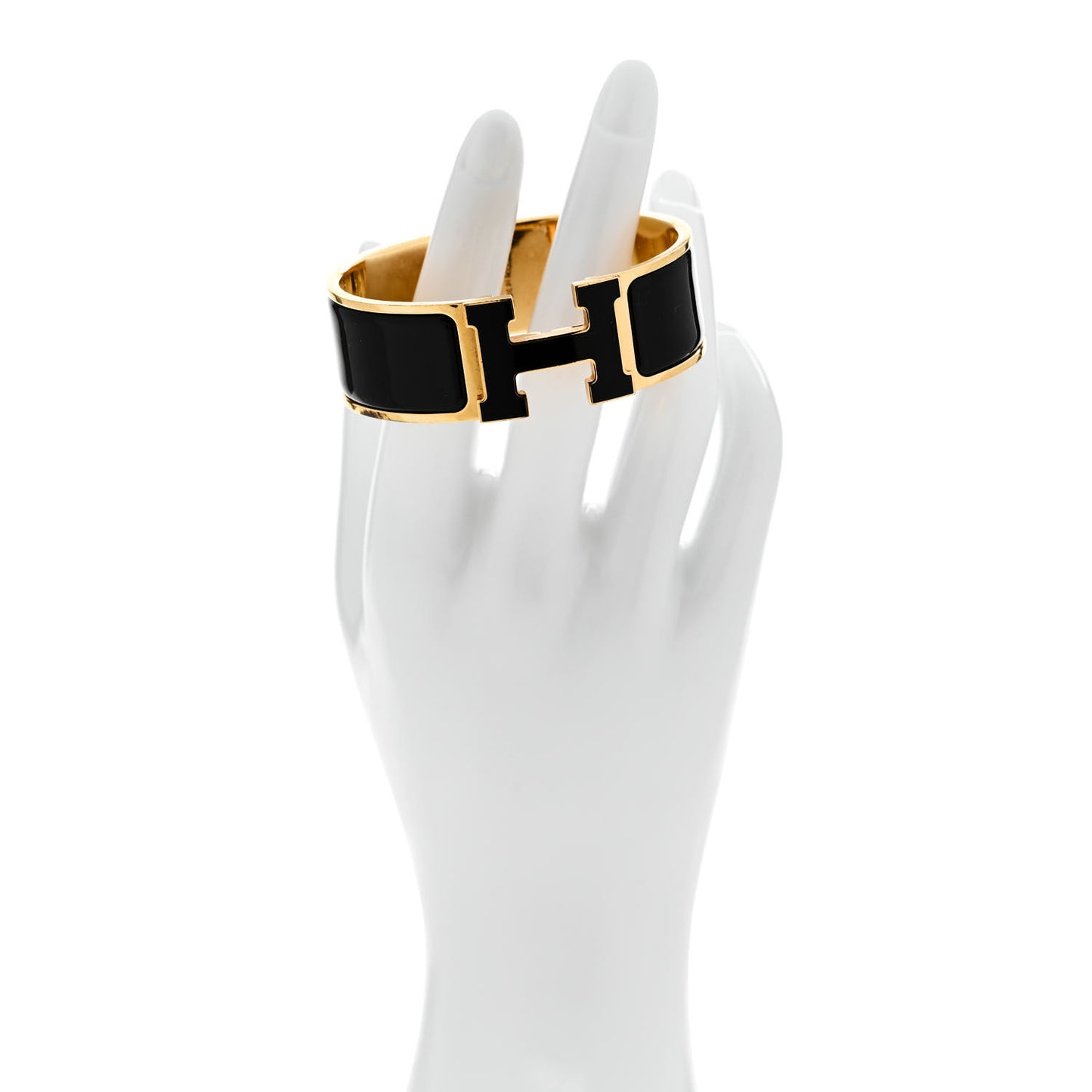 Enamel Wide Clic Clac H Bracelet GM Black