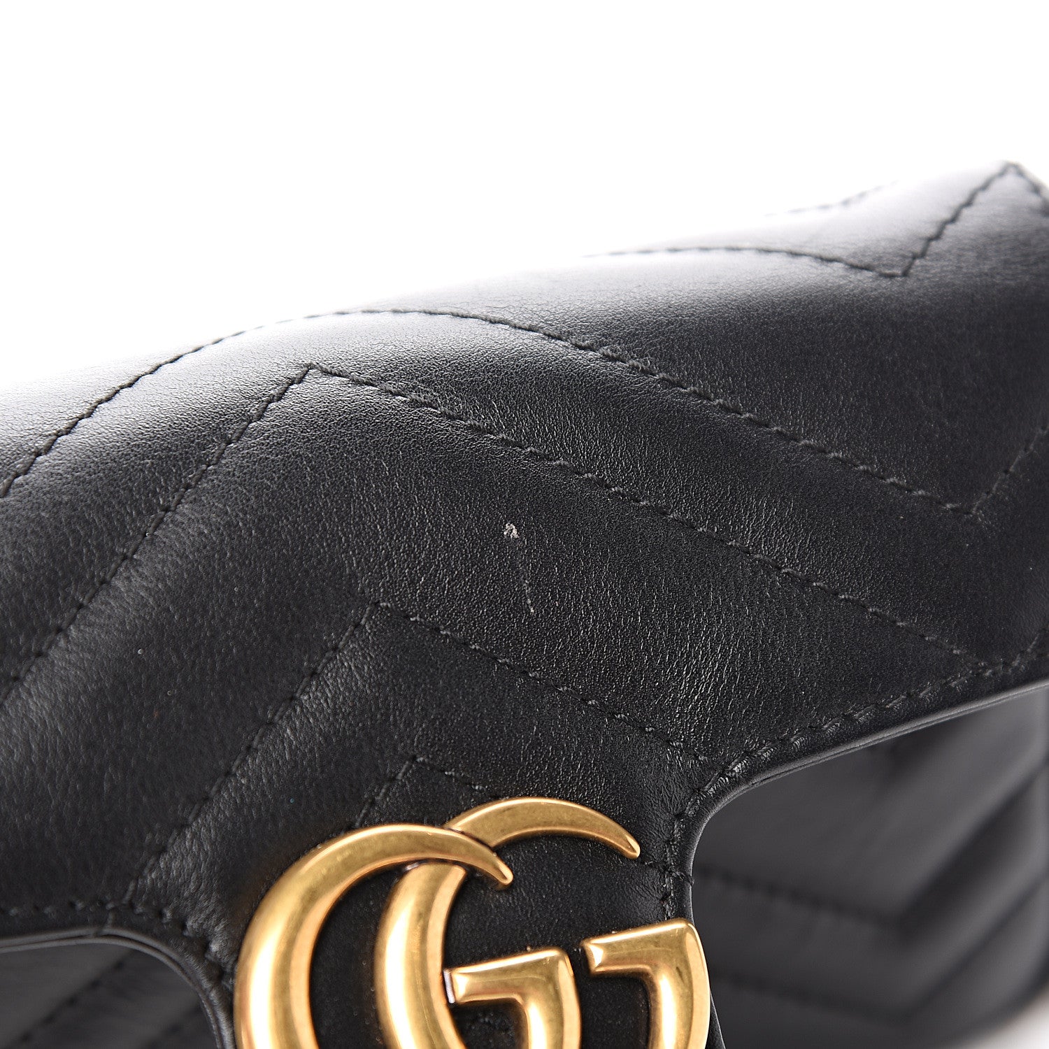 Gucci Calfskin Matelasse Super Mini GG Marmont Shoulder Bag Black 7 of 10
