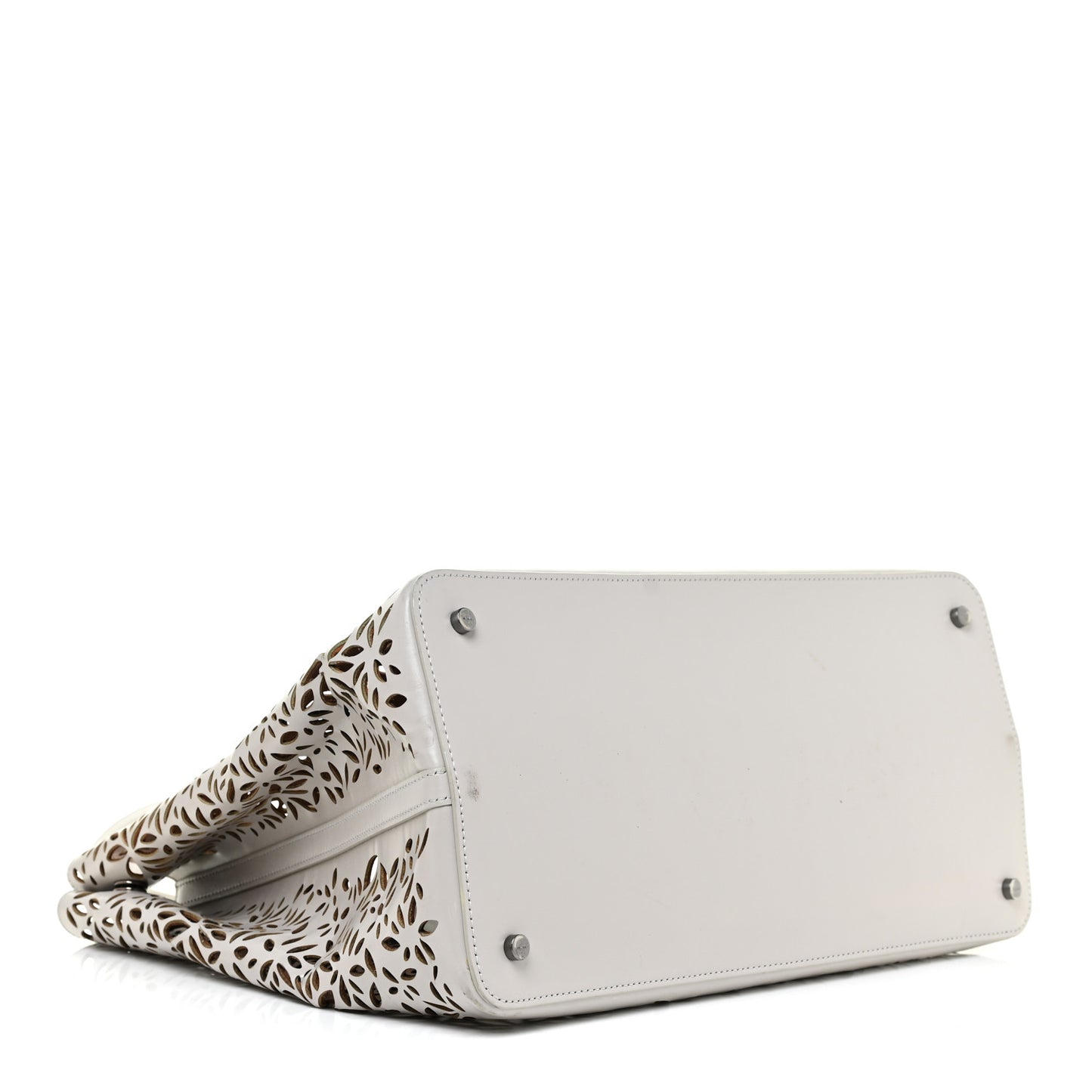 Calfskin Laser Cut Mina 32 Bag White