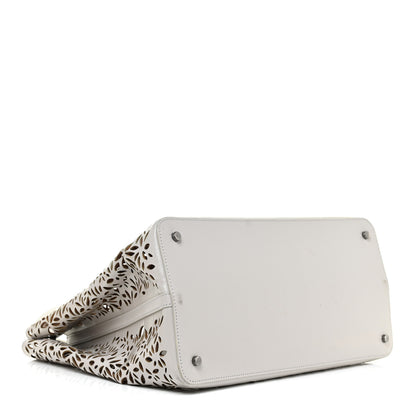 Alaia Calfskin Laser Cut Mina 32 Bag White 5 of 17