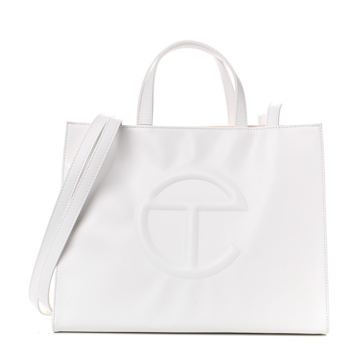 Vegan Leather Medium Shopping Bag White