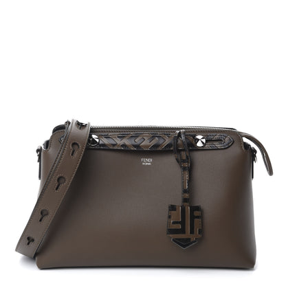 Fendi Vitello Dolce Bi-Color FF 1974 Embossed Medium By The Way Boston Bag Maya Black 1 of 11