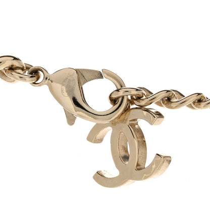 Chanel Metal Crystal Textured CC Star Chain Choker Necklace Gold 4 of 5