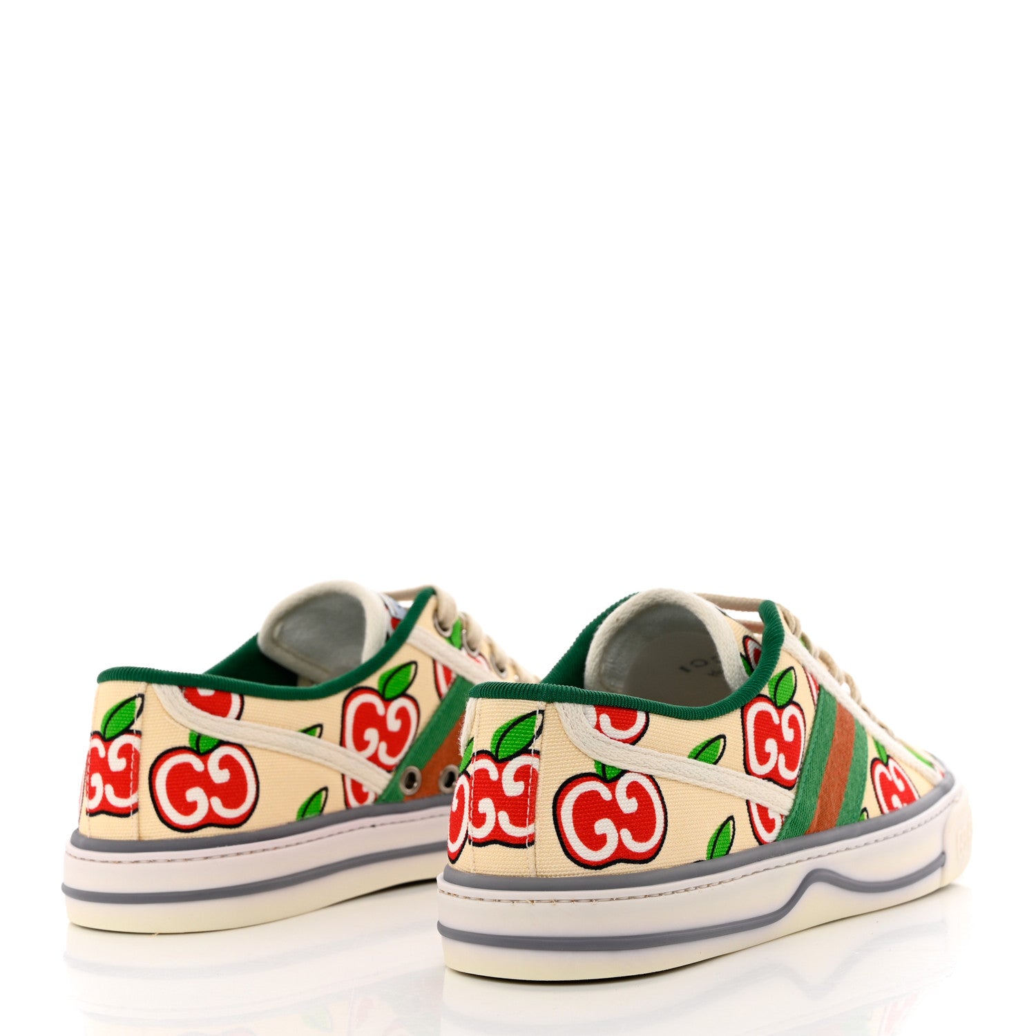 Gucci Canvas Web GG Apple Womens 1977 Tennis Sneakers 36 Ivory Red Mystic White New Shamarock 4 of 8