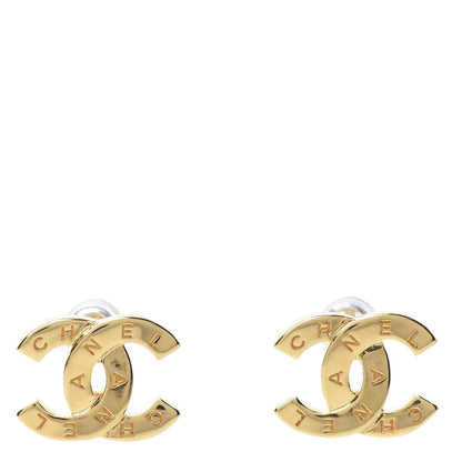 Chanel Metal CC Paris Button Stud Earrings Gold 1 of 6