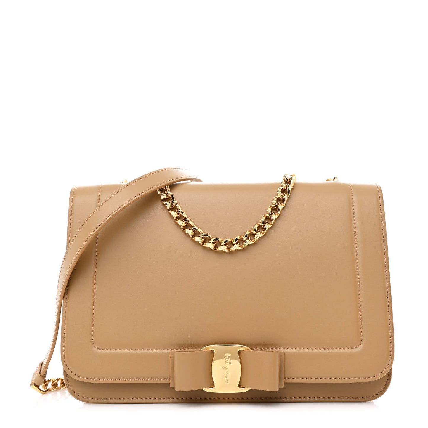 Calfskin Medium Vara Rainbow Crossbody Bag Brown