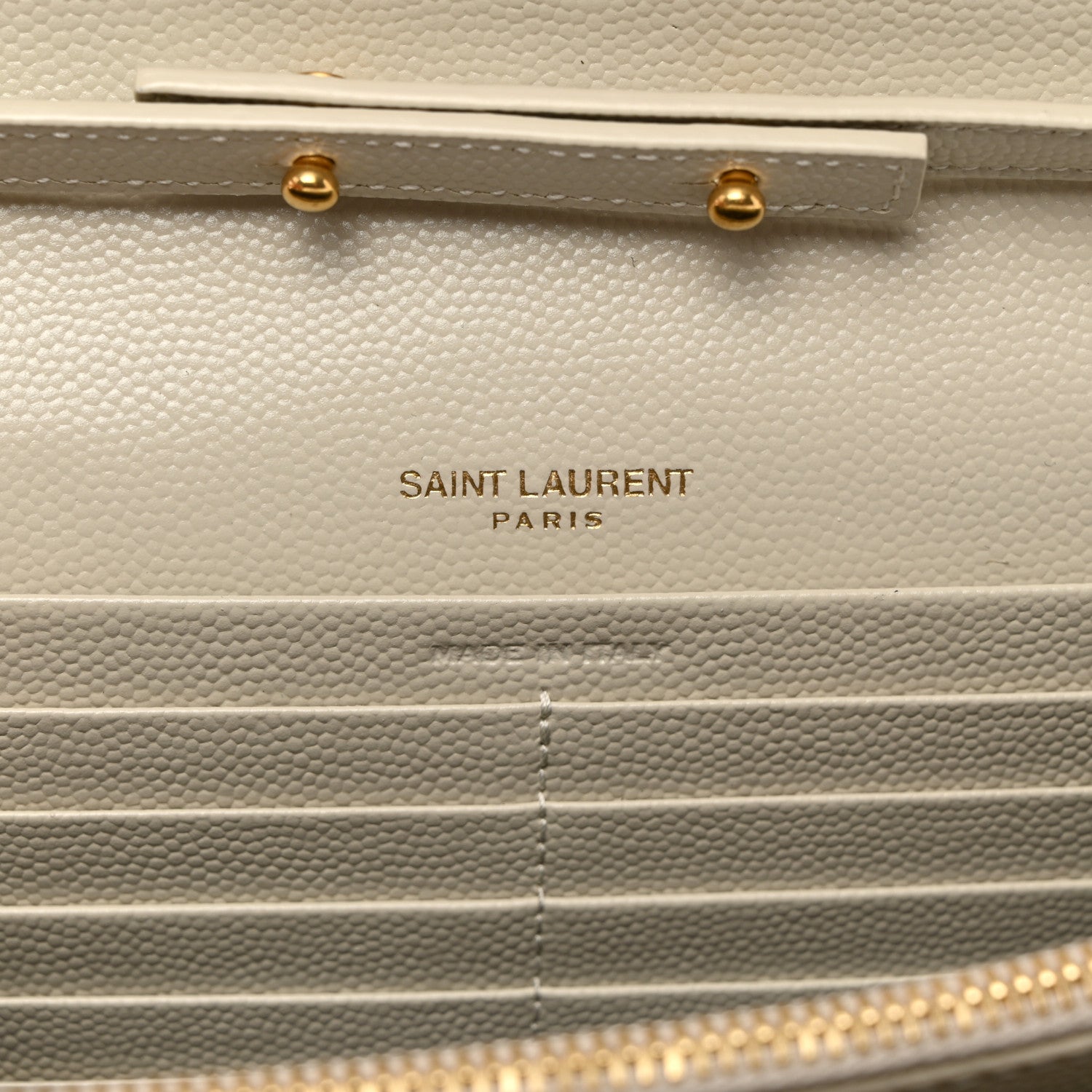 Saint Laurent Grain De Poudre Matelasse Chevron Monogram Chain Wallet Crema Soft 6 of 10