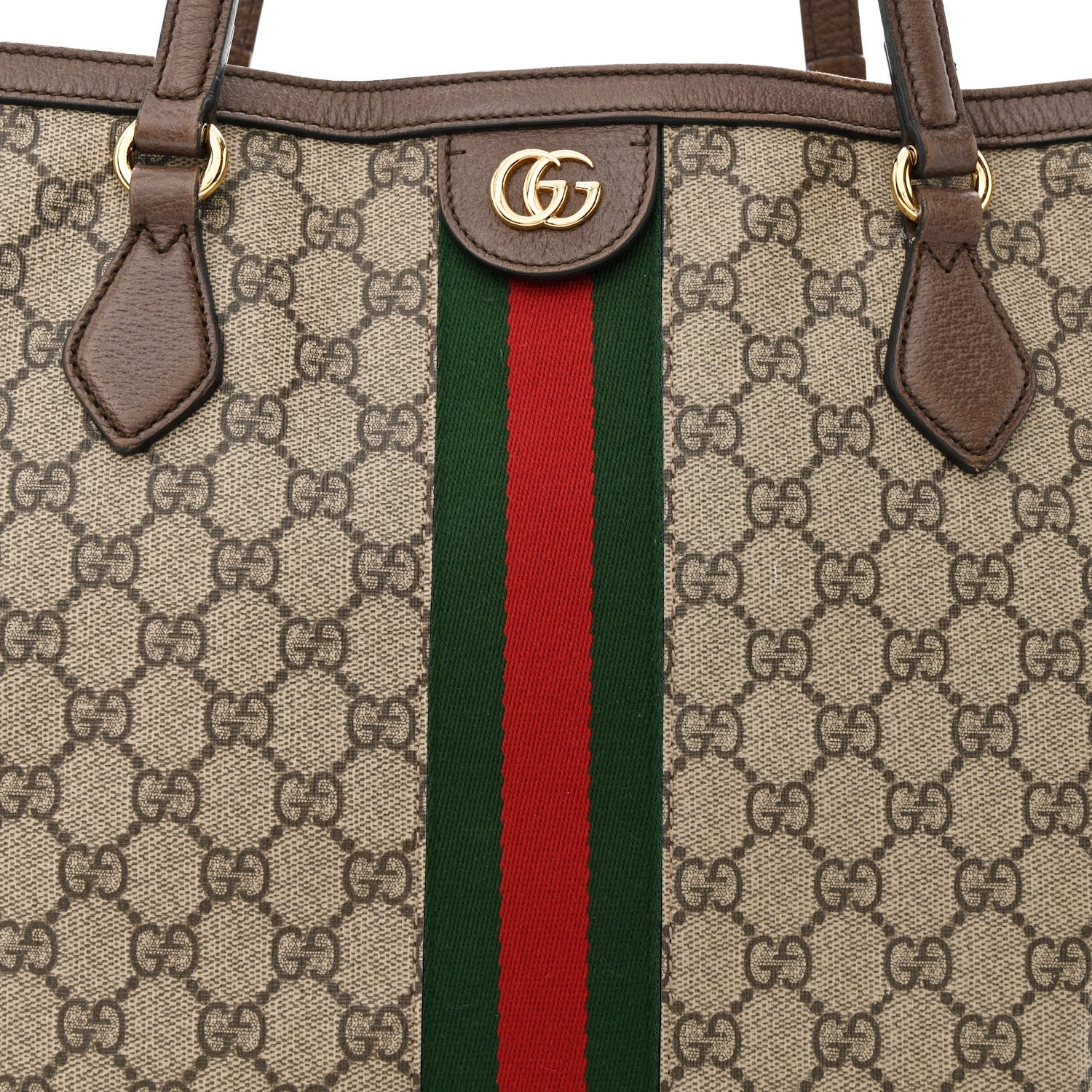 Gucci GG Supreme Monogram Textured Calfskin Web Medium Ophidia Shopping Tote Beige Ebony New Acero 11 of 22