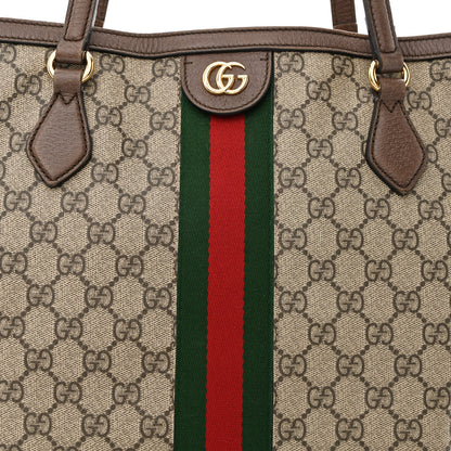 Gucci GG Supreme Monogram Textured Calfskin Web Medium Ophidia Shopping Tote Beige Ebony New Acero 11 of 22