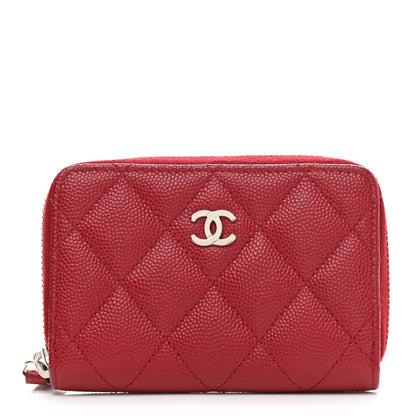 Chanel Caviar Quilted Zip Coin Purse Red 1 of 8