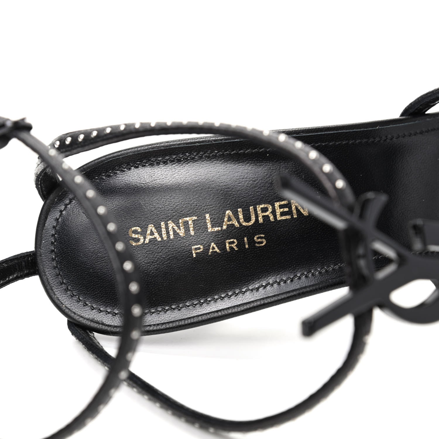 Saint Laurent Calfskin Studded Cassandra 110 Sandals 39 Black 7 of 9