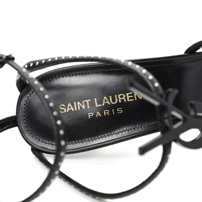 Saint Laurent Calfskin Studded Cassandra 110 Sandals 39 Black 7 of 9